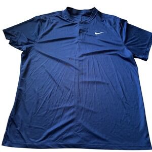 Nike Court Dri-FIT Mens Tennis Blade Henley Polo Navy Blue Size XL